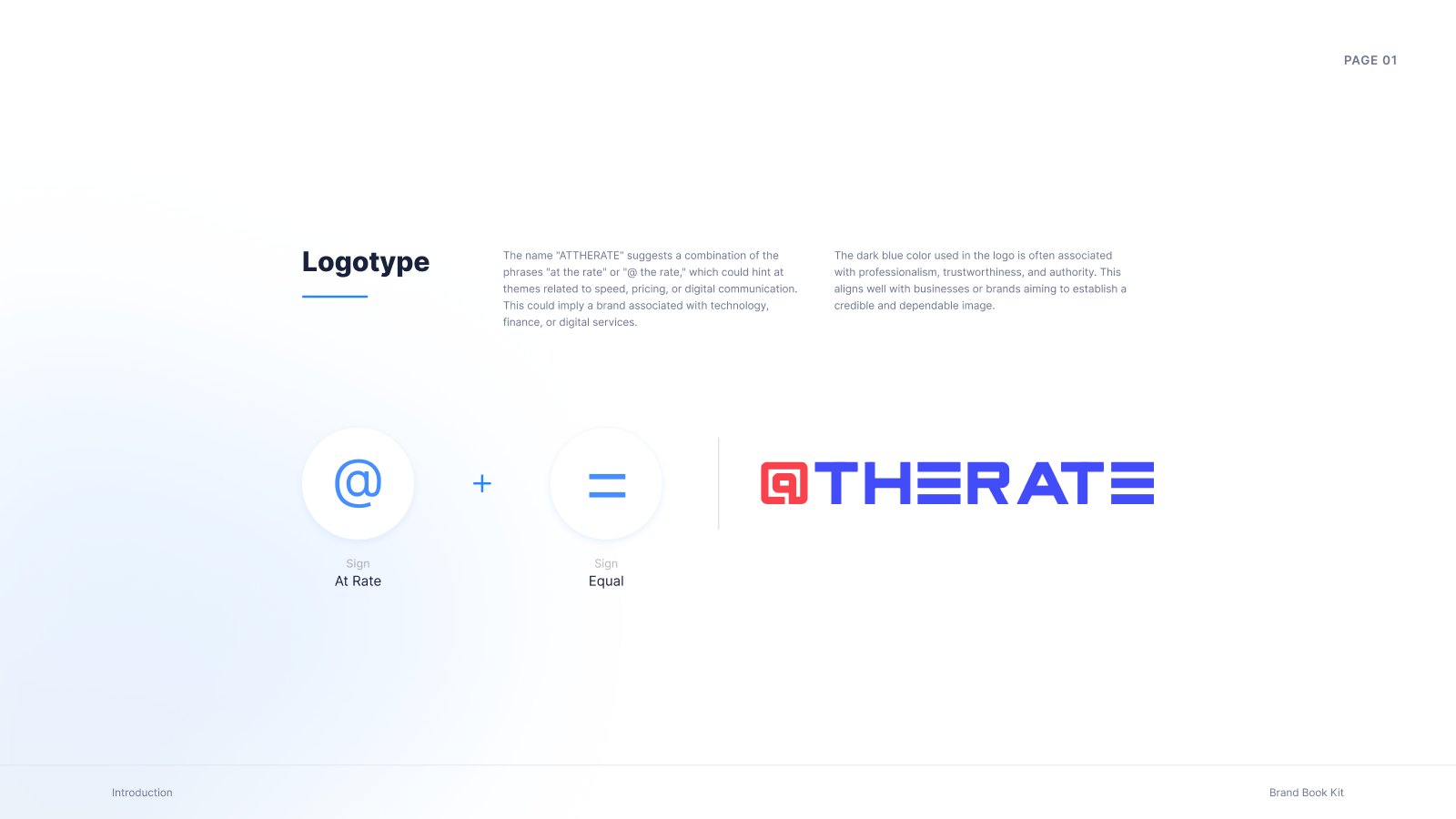 Logotype construction: at sign plus equals sign