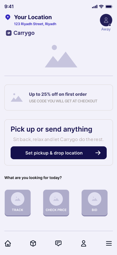 Wireframe of the home screen