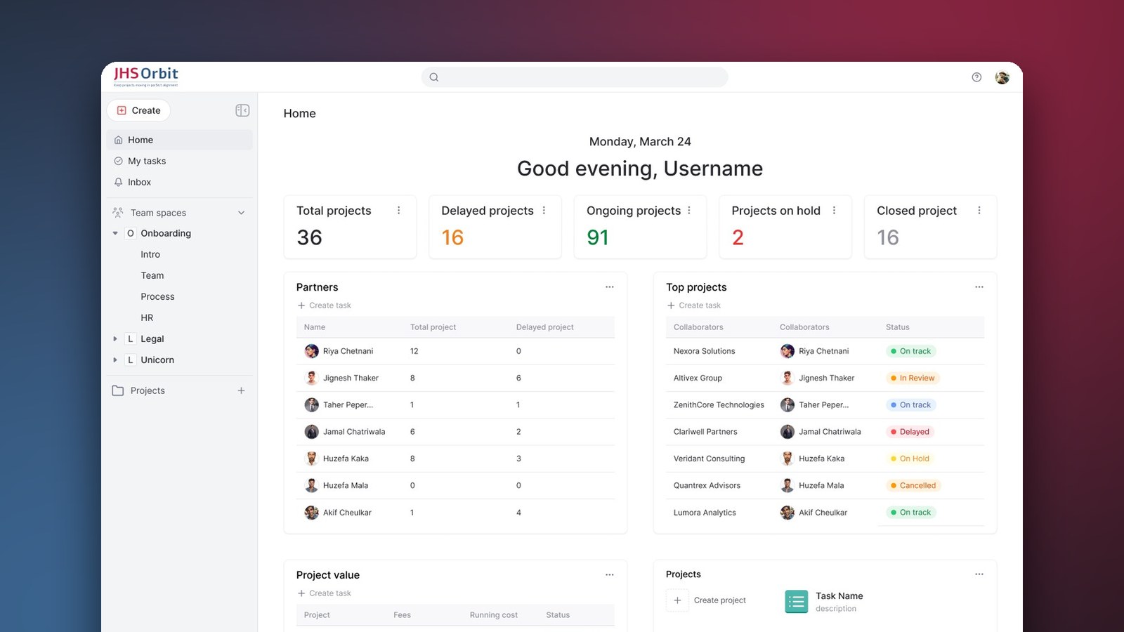 JHS Orbit - project management app