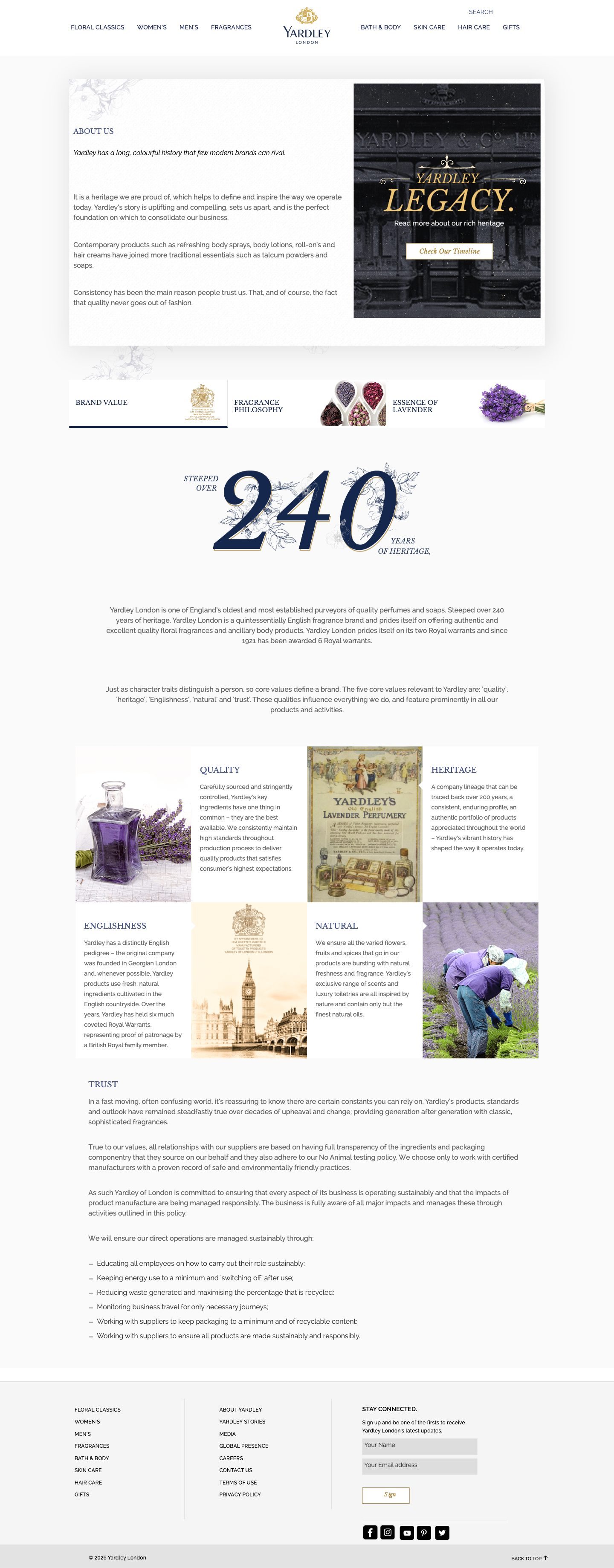 About Yardley heritage page