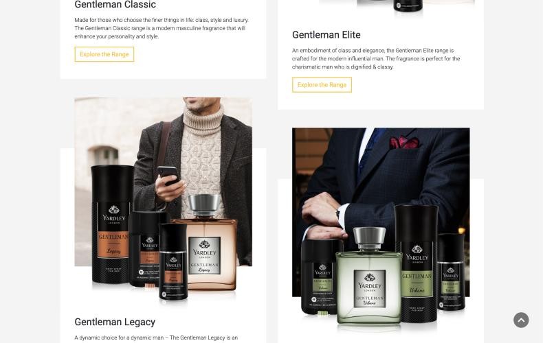 Range page with Gentleman Classic, Elite, Legacy and Urbane